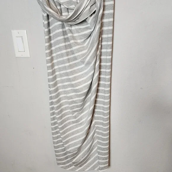 NWT Michael Stars Grey White Stripe Twist Front Sleeveless Midi Maxi Dress Sz M. - Picture 11 of 11